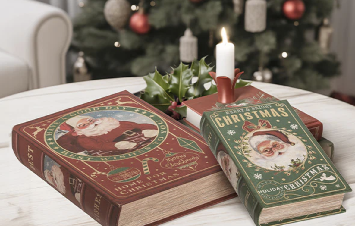 Świąteczne książki jako dekoracja