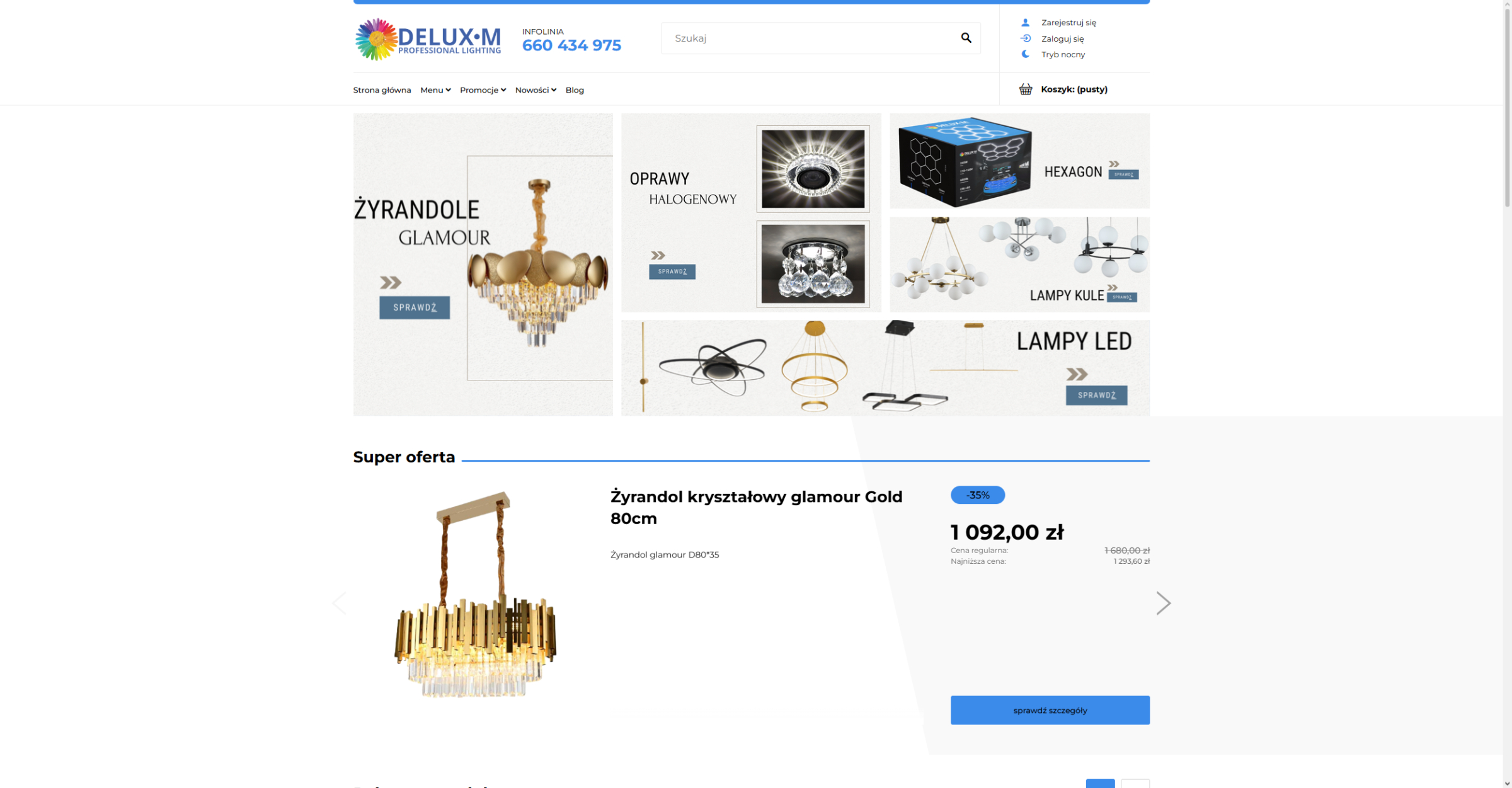 Sklep internetowy z oświetleniem - Lampy Delux M