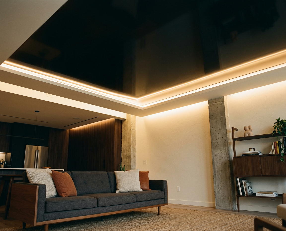 czarny sufit napinany